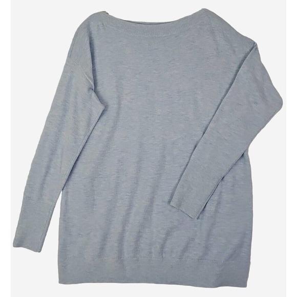 LOFT ~Woman Size L~ Light Blue Knit Boat Neck Sweater Top. - Picture 1 of 12